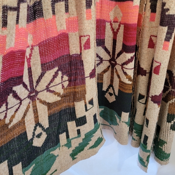 Anthropologie Cecilia Prado Colorful Aztec Open Front Long Cardigan Sz M Western - Picture 4 of 11
